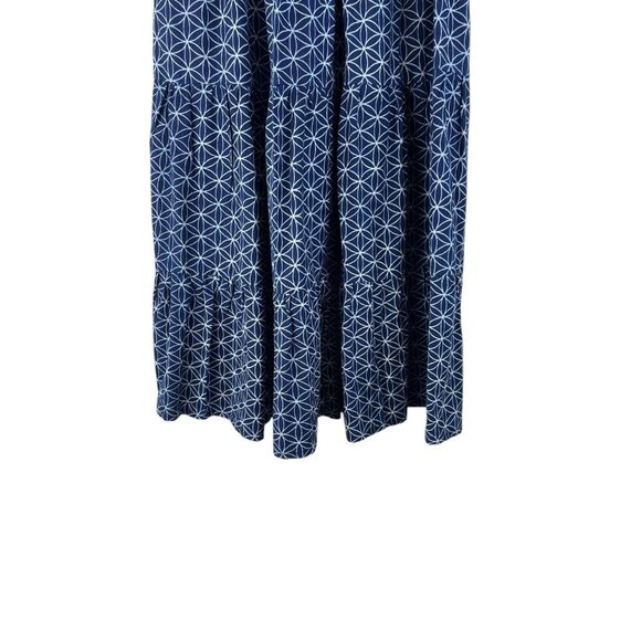 Bohemian Blue Geometric Print Maxi Skirt With Elastic Waist Handmade - Picture 3 of 6